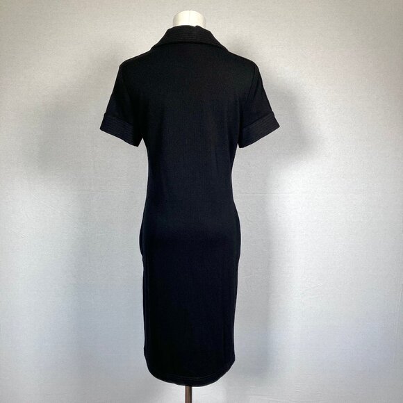 CHICOS Short Sleeve Button Detail Vintage Look Shirt Dress Size 0 Black - Picture 10 of 13